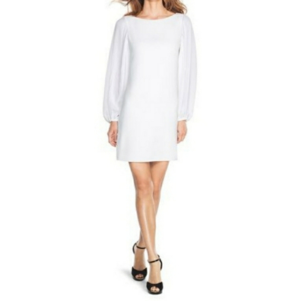 🛑SOLD: WHBM WHITE CHIFFON SHIFT DRESS